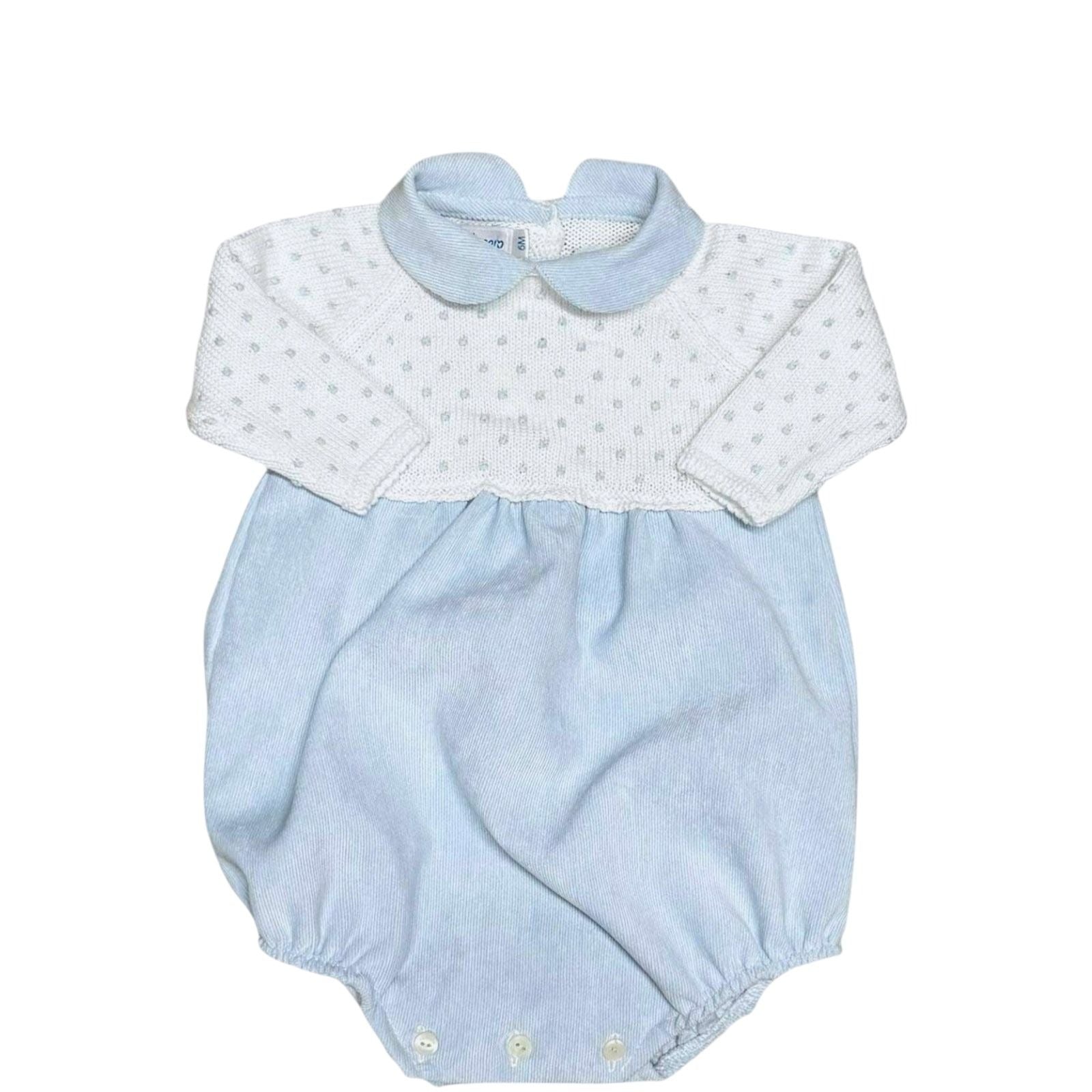 Mi Lucero Blue Corduroy Bubble with Bitty Dot