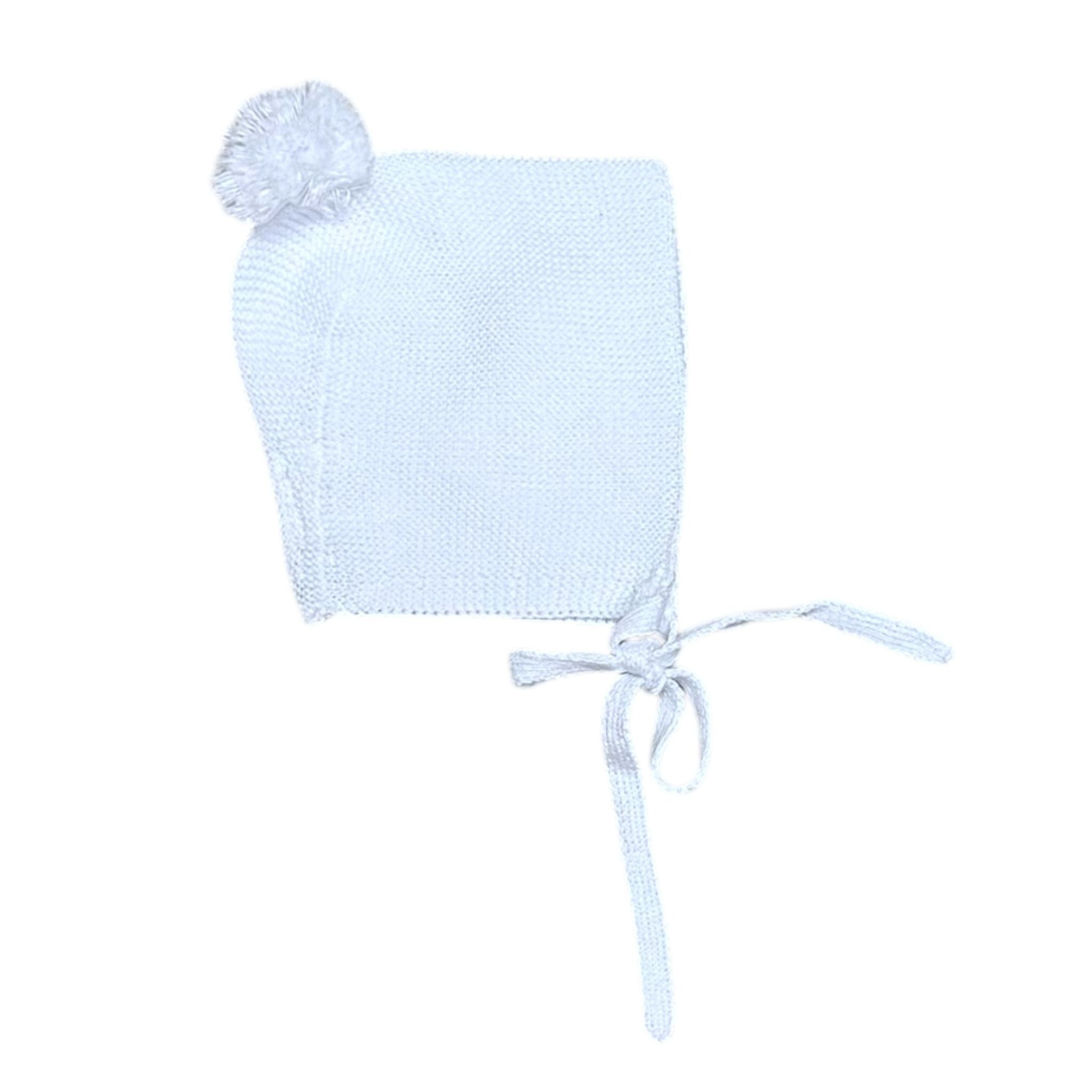 Mi Lucero Pom Bonnet Tie Hat, White