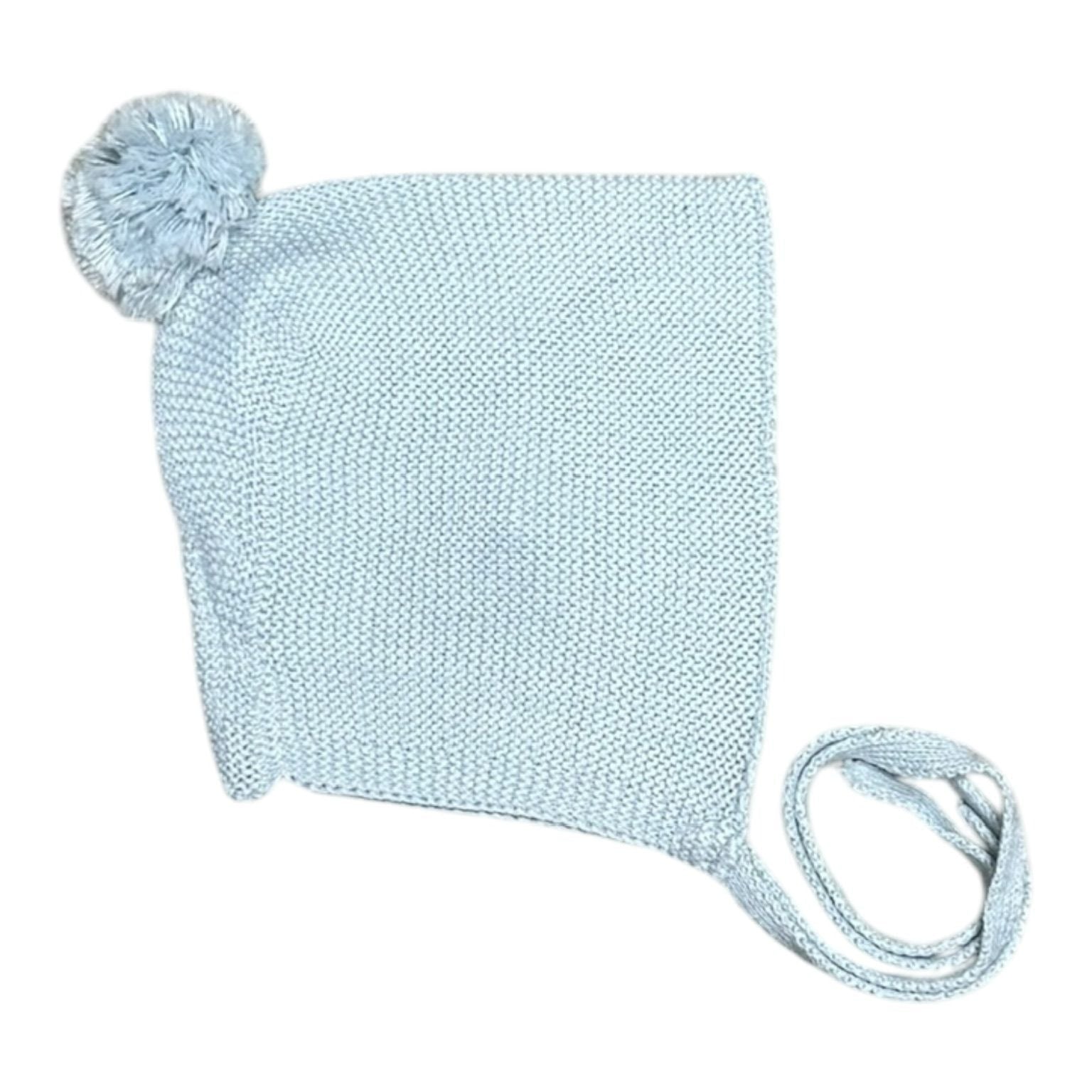 Mi Lucero Pom Bonnet Tie Hat, Light Blue