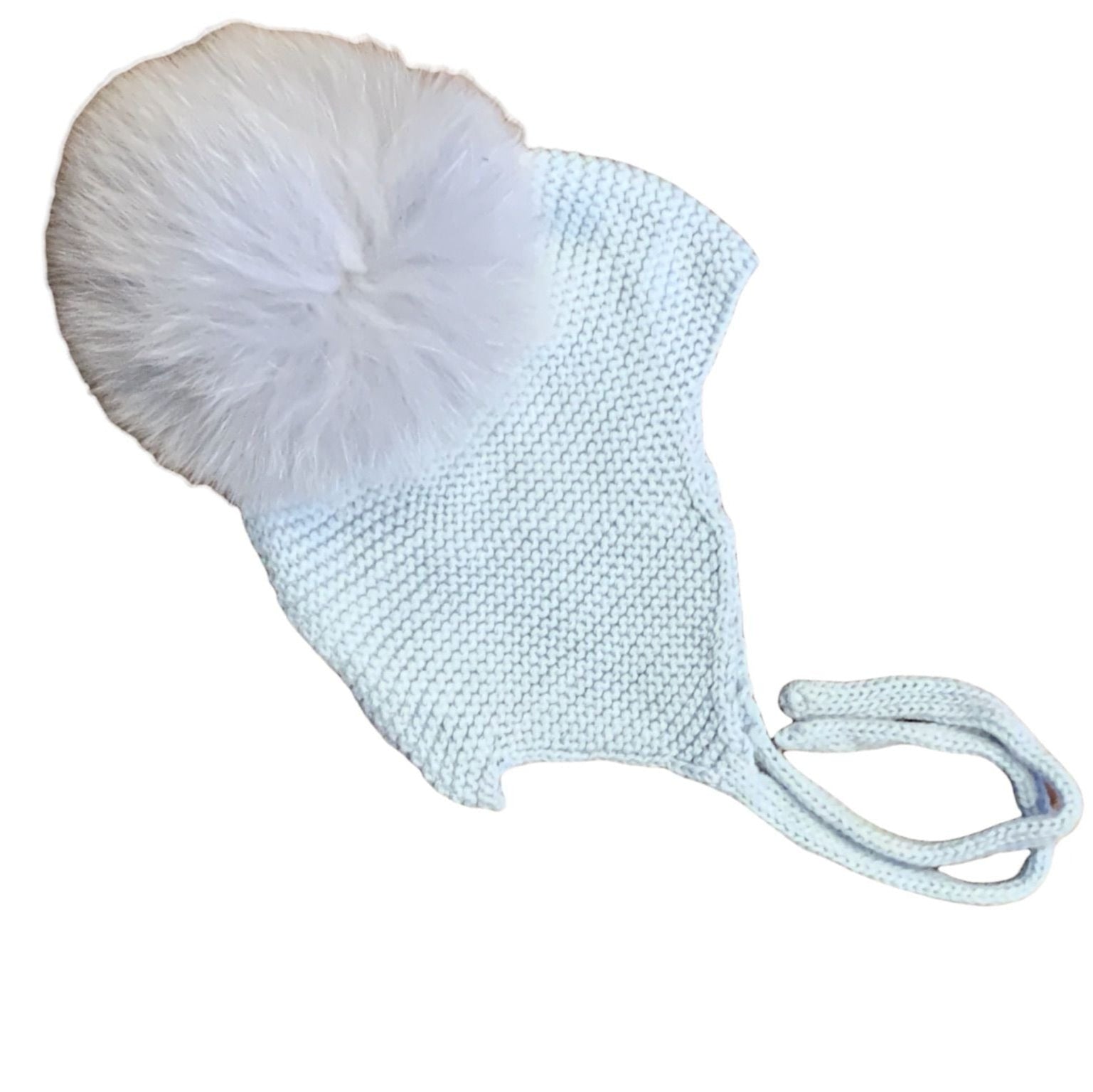 Mi Lucero Fur Pom Tie Hat, White