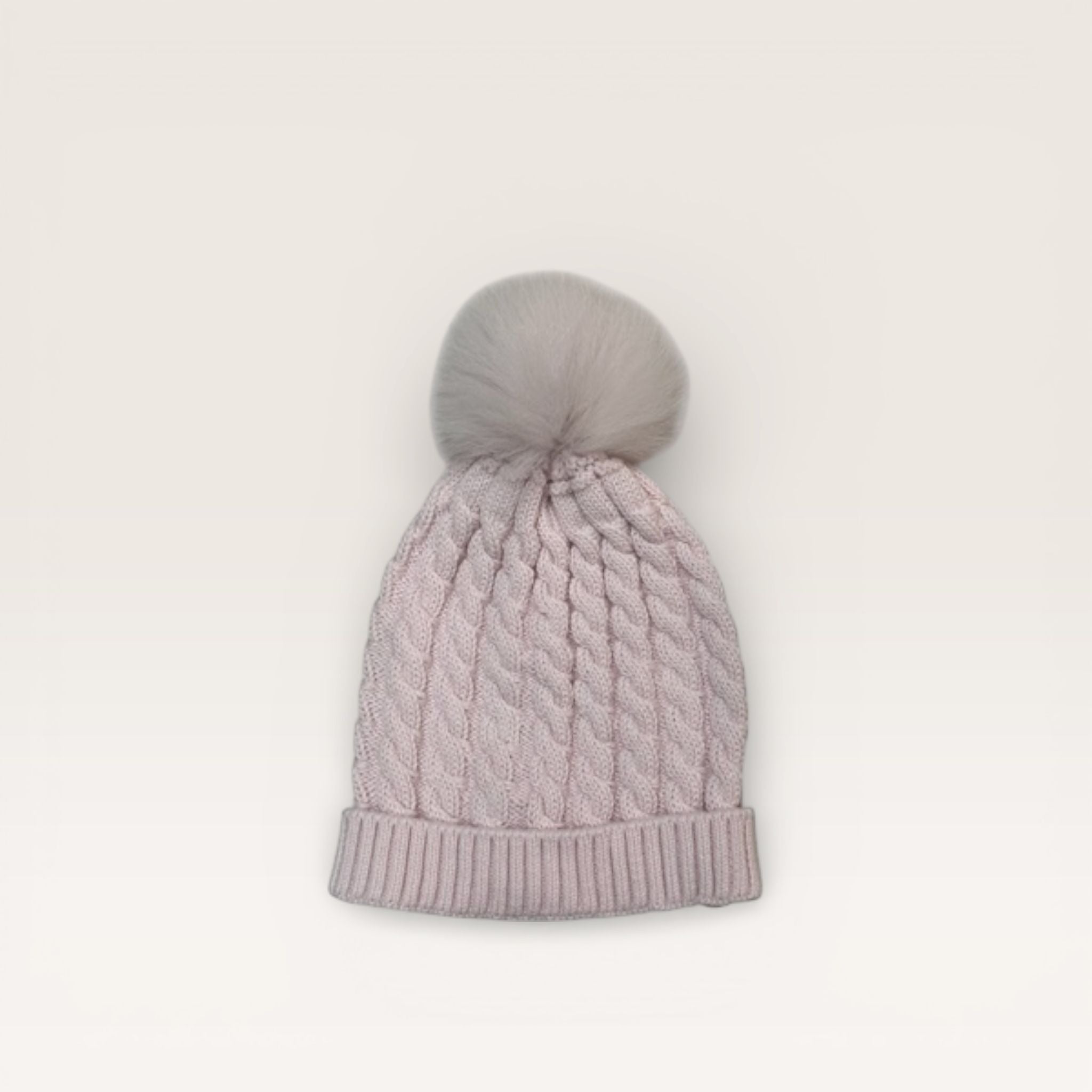 Mi Lucero Pink Cable Tobaggan Hat with Pom