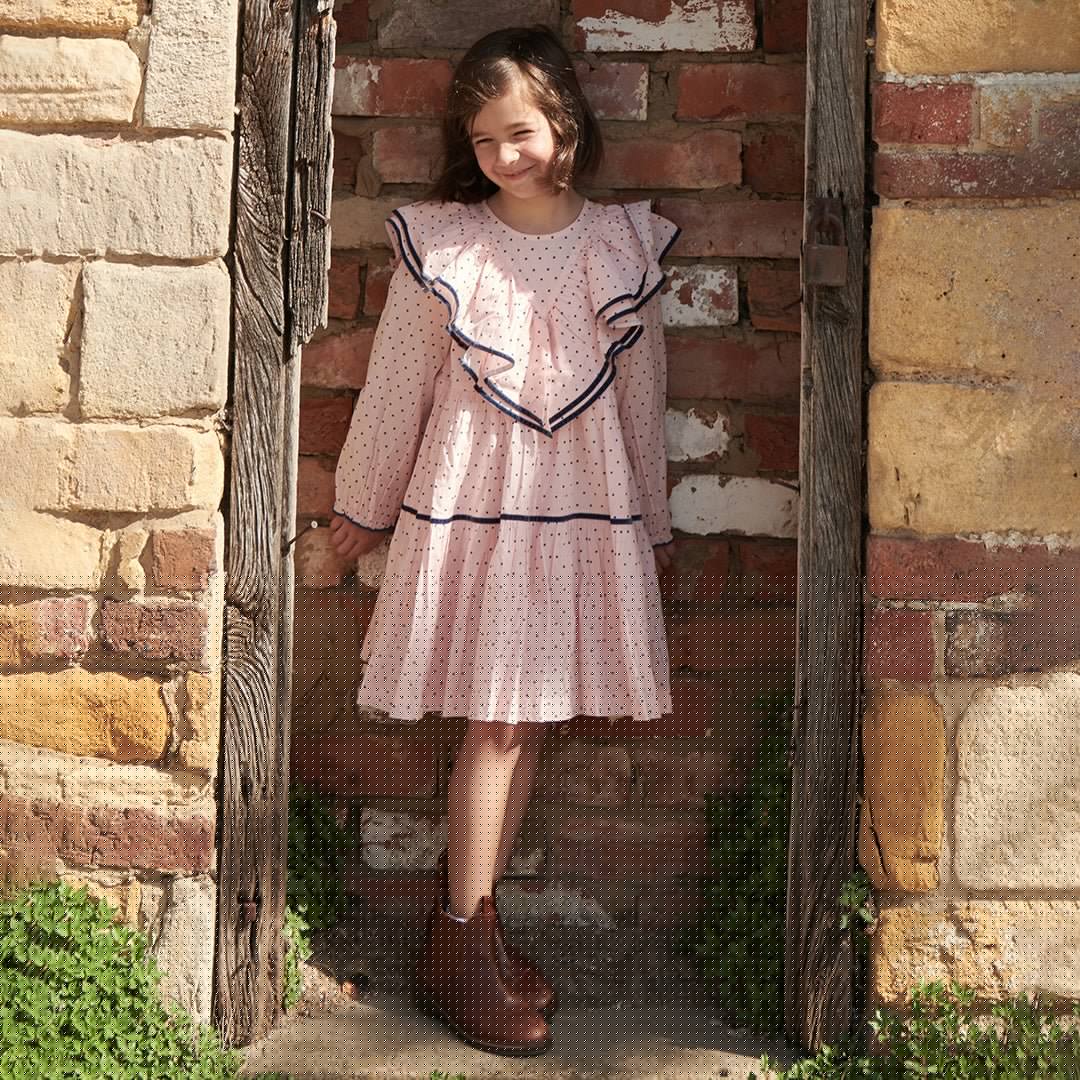 Pink Chicken Raphaela Dress, Strawberry Cream Polka Dot