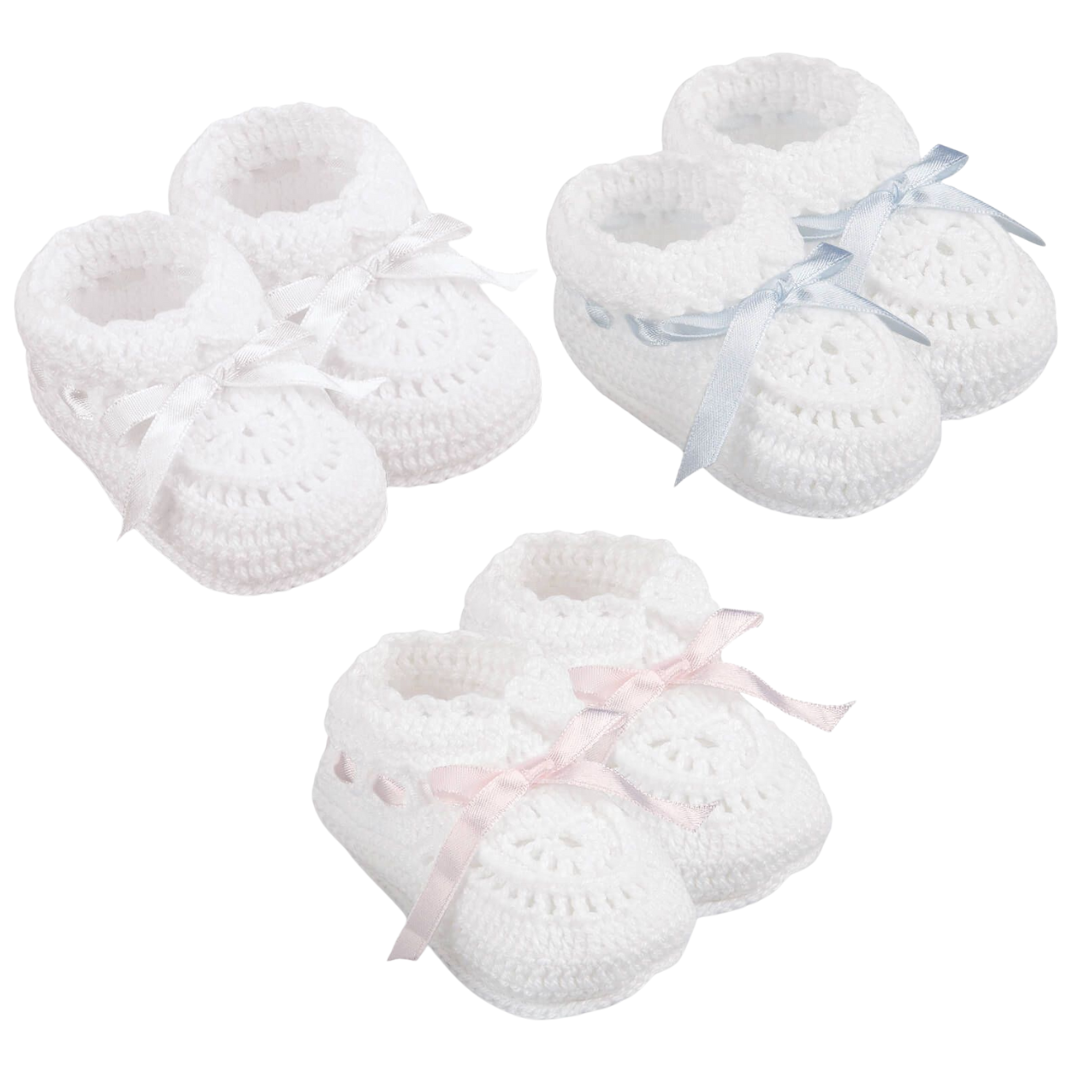 Jefferies Hand Crochet Ribbon Booties