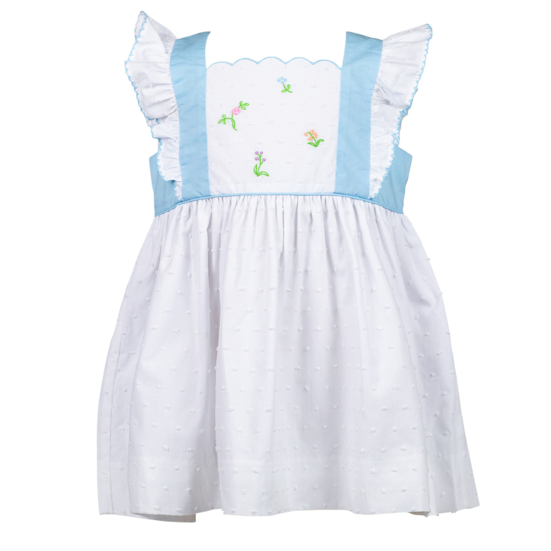 Proper Peony Posy White Swiss Pinafore 4T