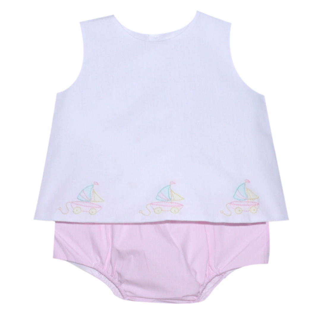 Baby Sen Pink Bailey Diaper Set, Sailboat