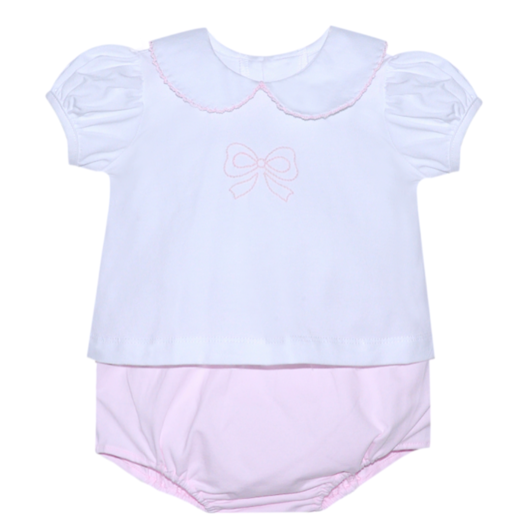 Baby Sen White Bailey Diaper Set, Bow