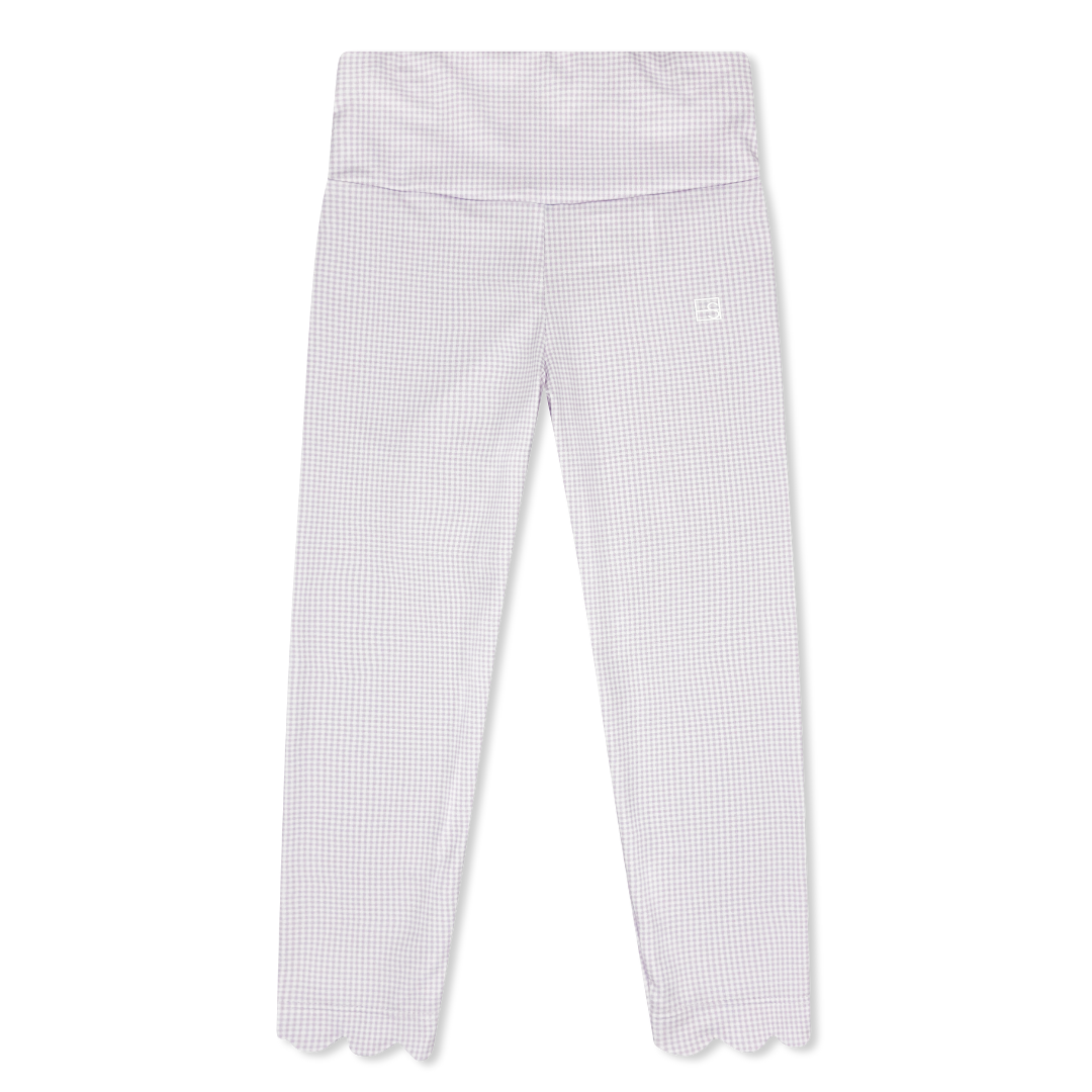 Purple checkered pants on a white background