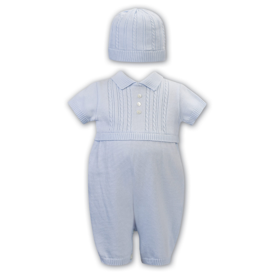 Sarah Louise Heritage Knit Romper with Hat