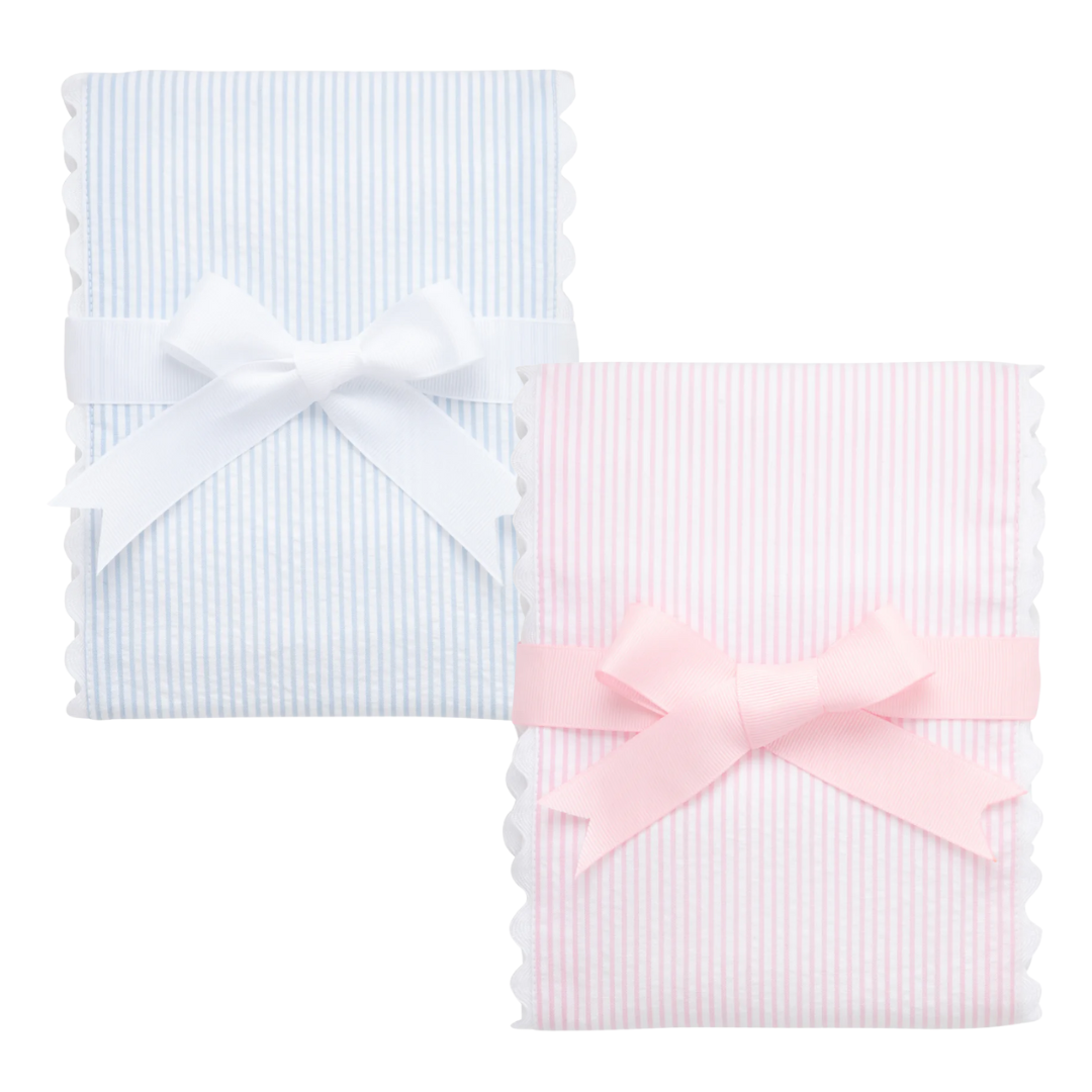 3 Martha's Seersucker Stripe Fancy Fabric Burp