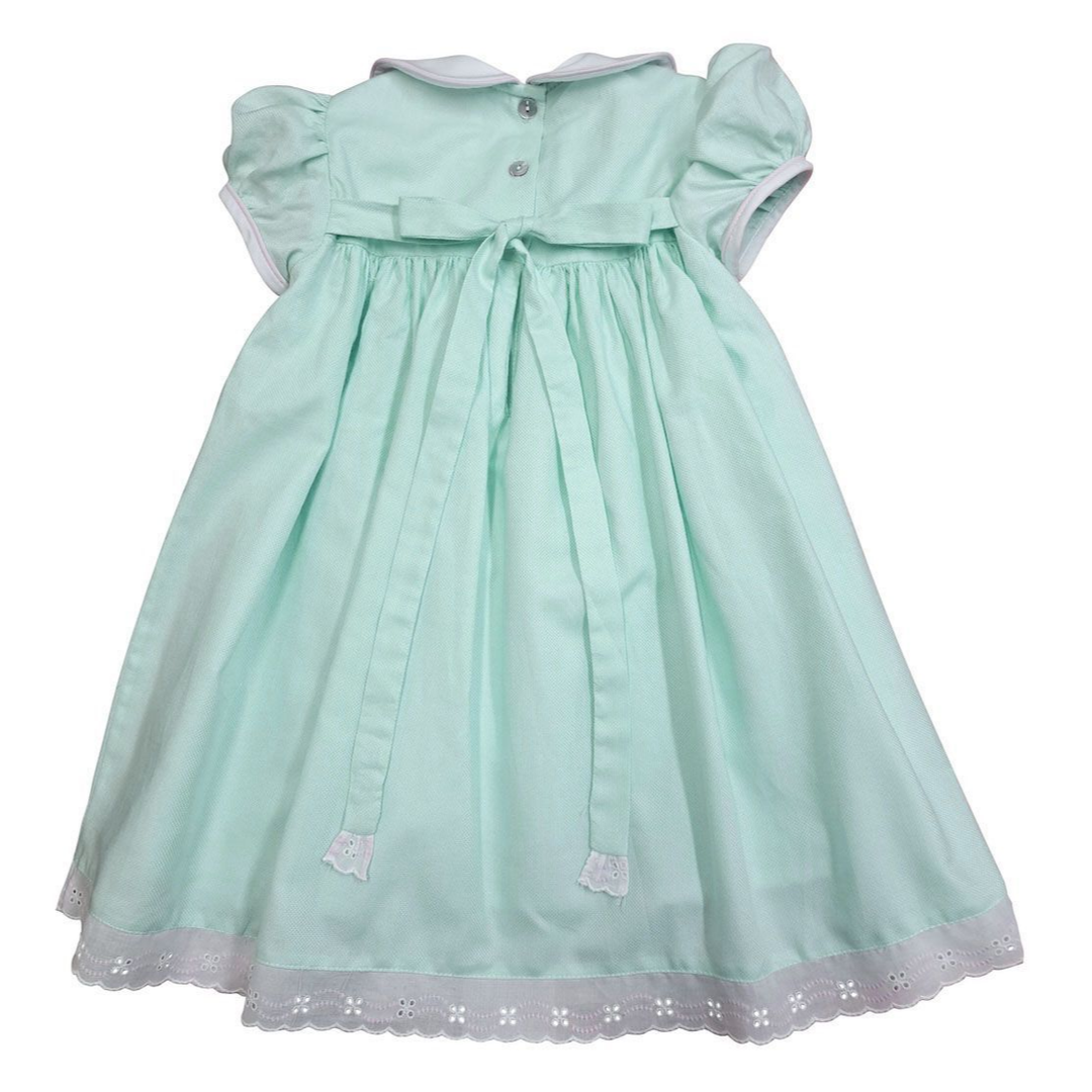 Marco & Lizzy Classic Mint Embroidered Lacy Floral Dress