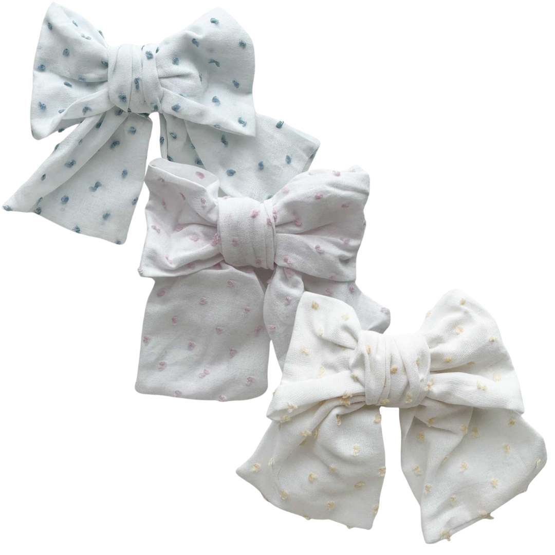 Eva's House Duo Swiss Dot Cotton Sailor Bow