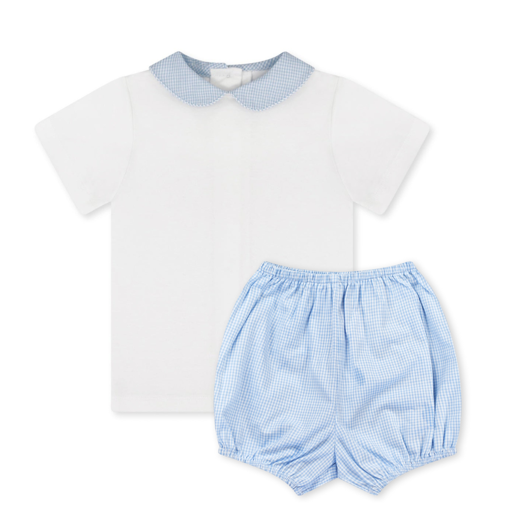 Lullaby Set Sibley Bloomer Set, Baker Blue Minigingham