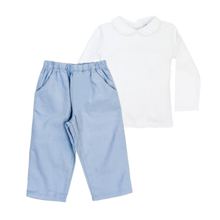 Bailey Boys Elastic Pants, Light Blue Cord