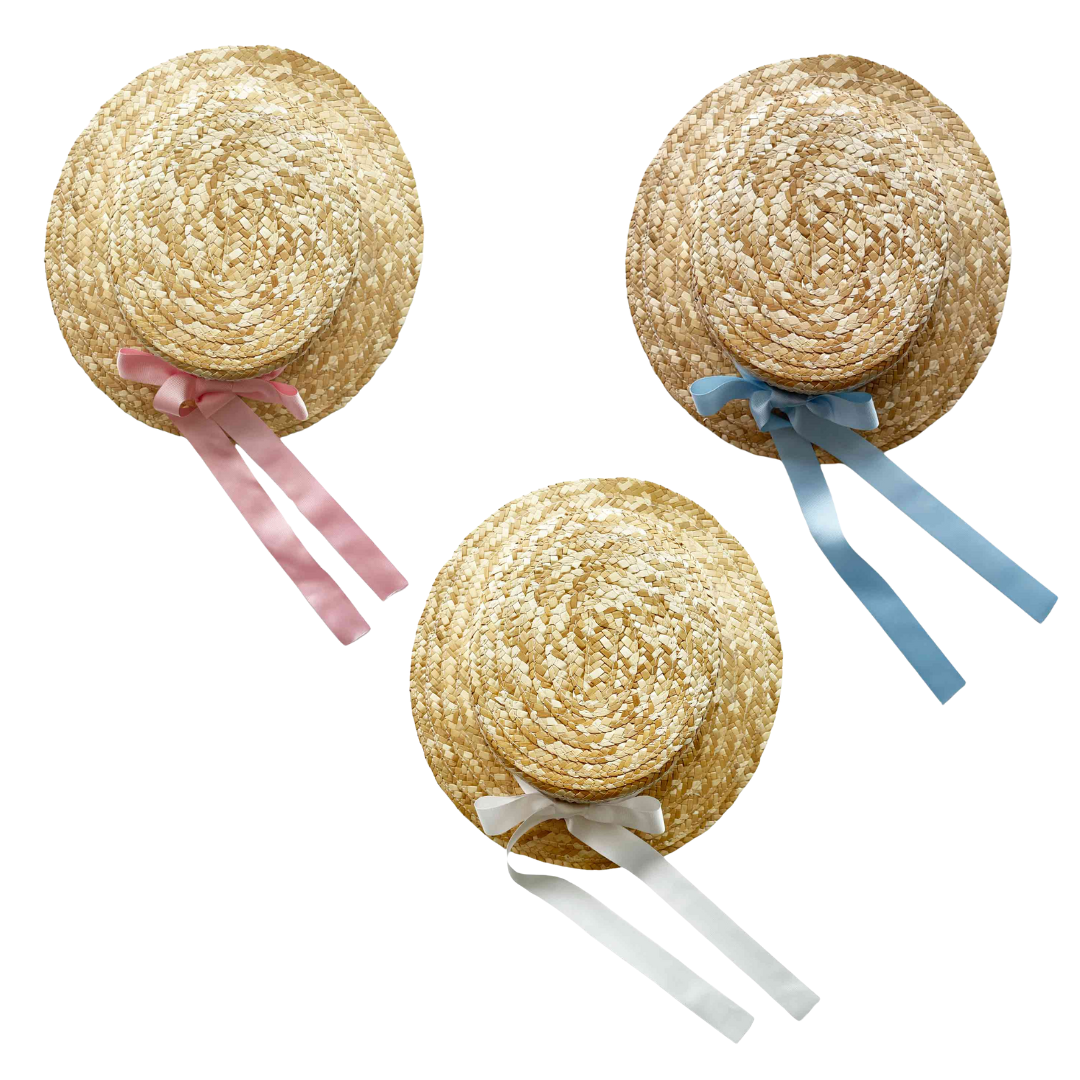 Eva's House Straw Hat with Gros Grain Ribbon