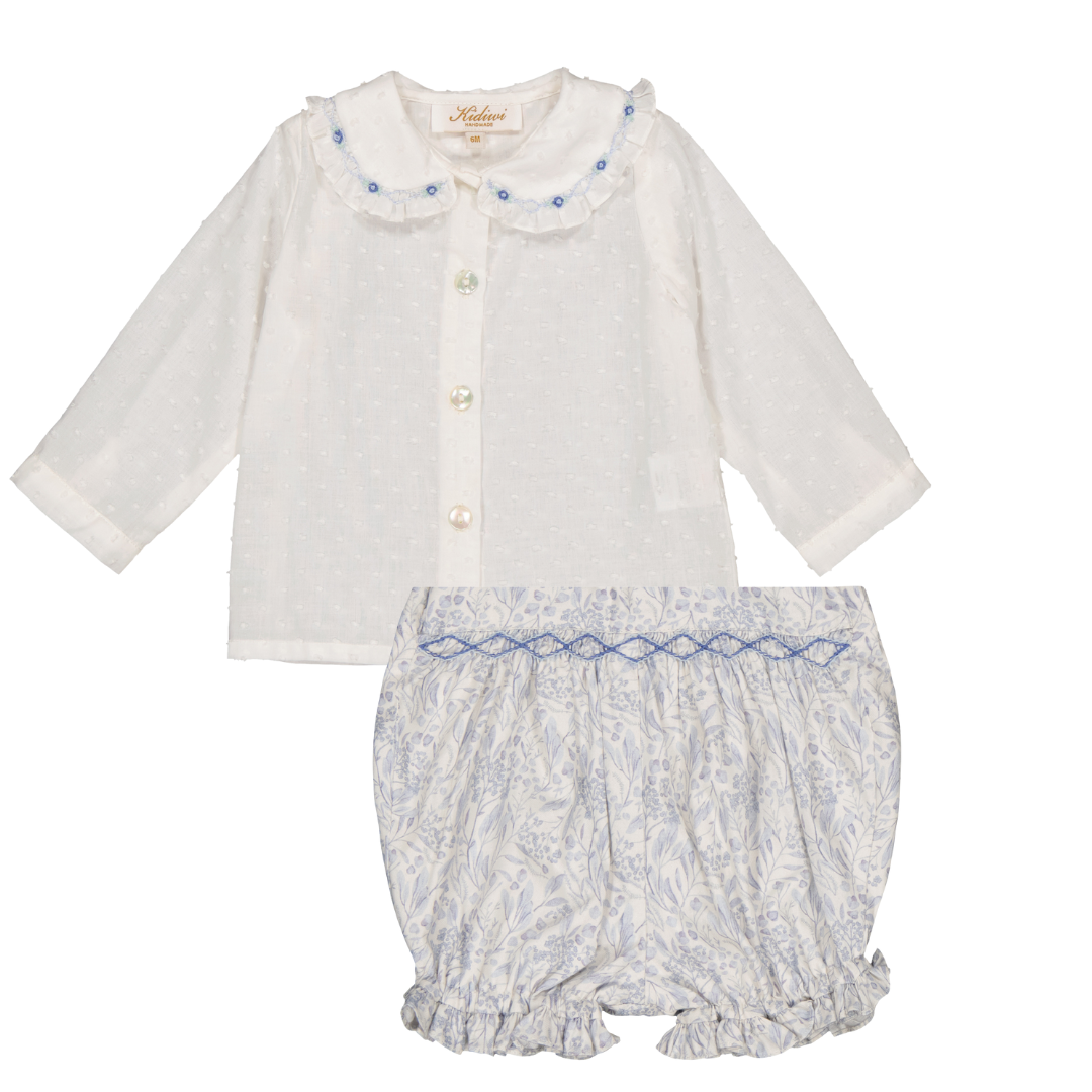 Kidiwi Lorena Blouse with Bobbie Smocked Baby Bloomers