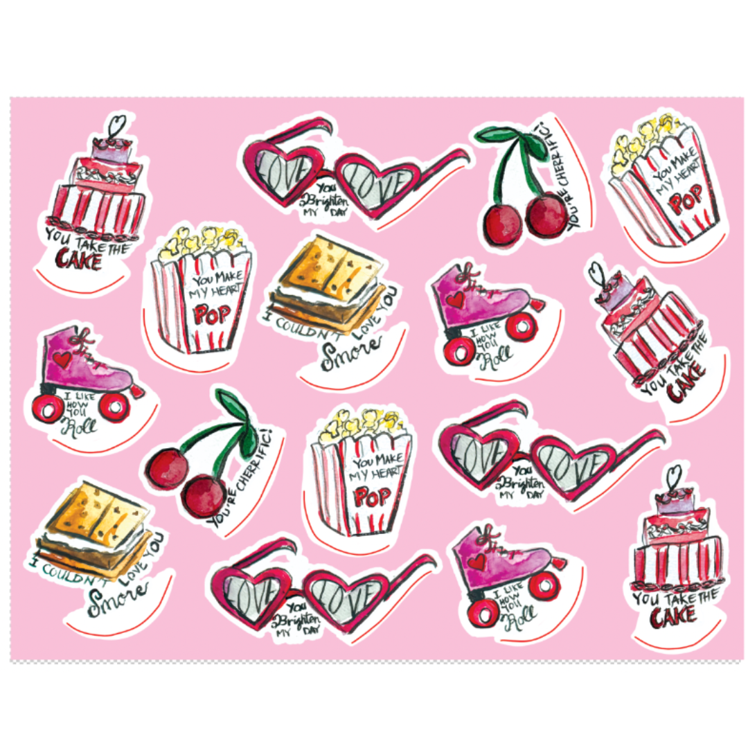 Over the Moon Girl Valentine Stickers
