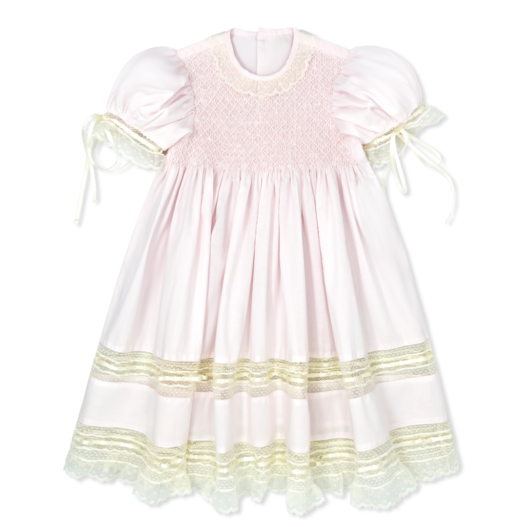Lullaby Set Margaret Dress, Spring Pink Swiss Dot