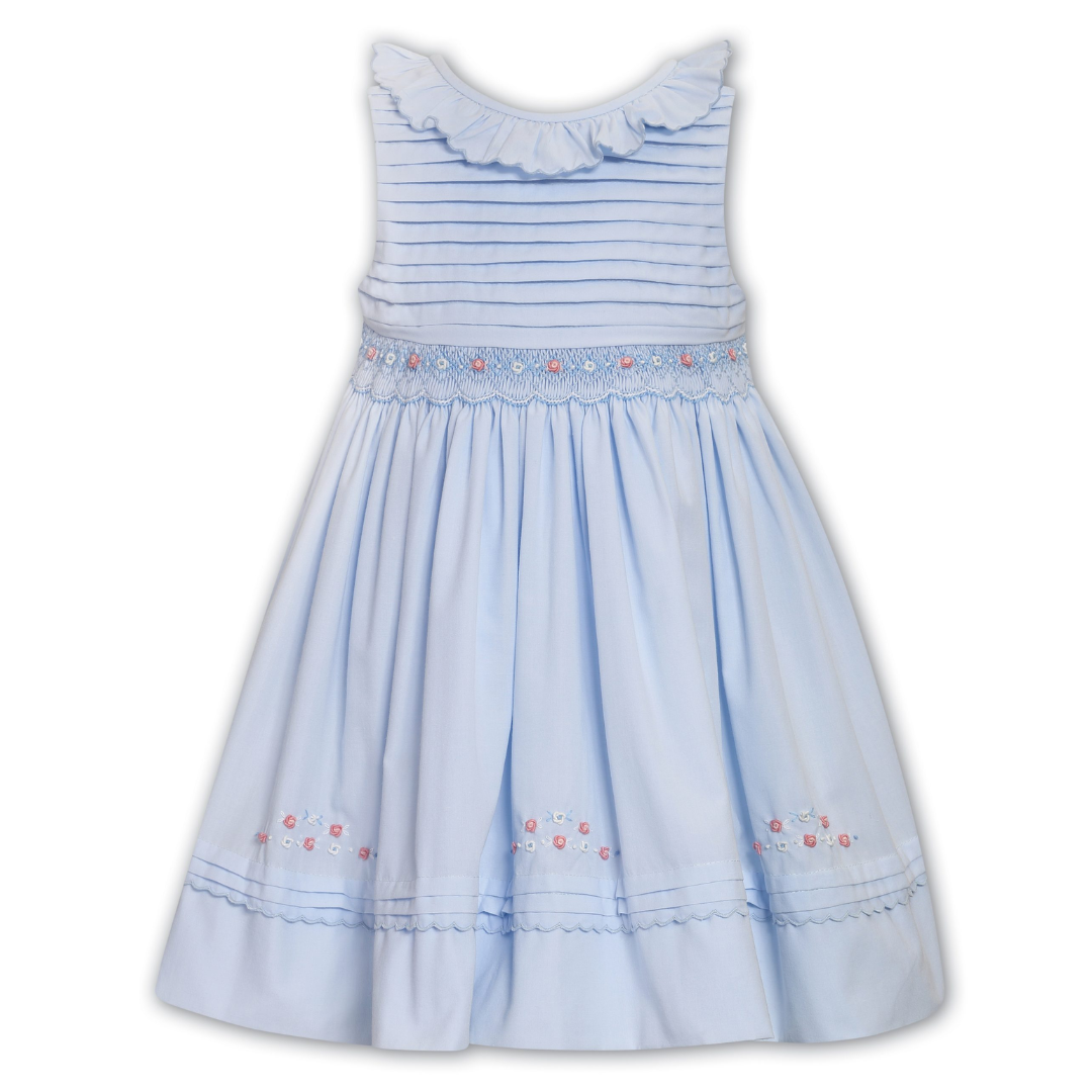 Sarah Louise Blue Sleeveless Embroidered Dress
