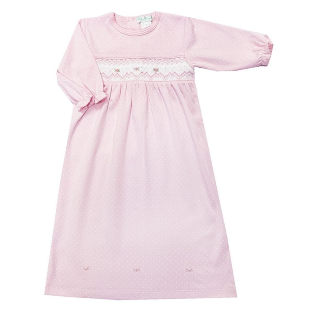 Baby Threads Pink Tiny Dots Smocked Daygown