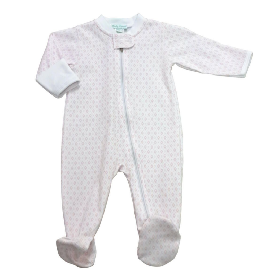 Baby Threads Pink Argyle Footie