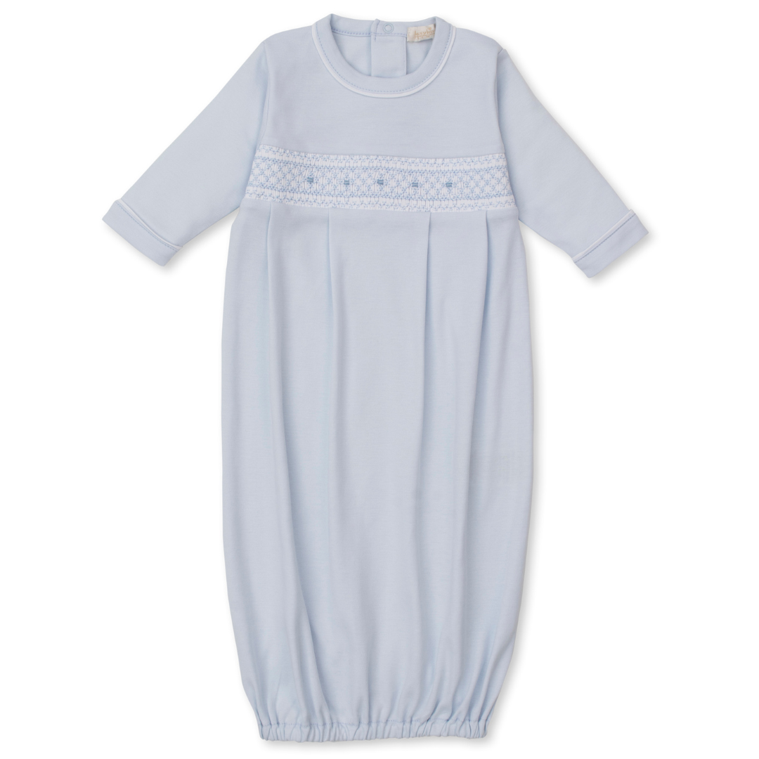 Kissy Kissy Light Blue Sack with CLB Diamond Hand Smocking