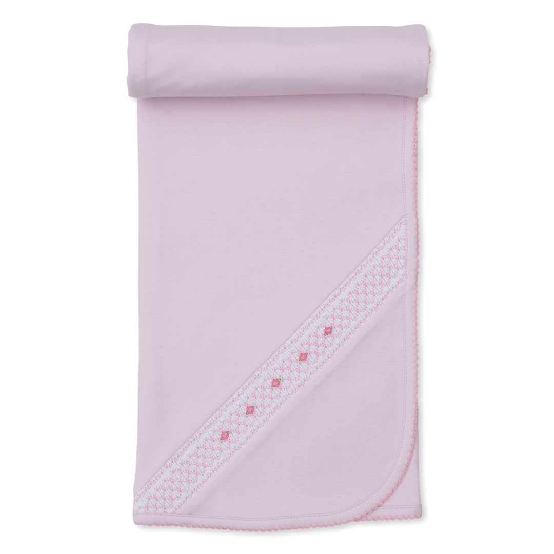 Kissy Kissy Pink Blanket with CLB Diamond Rosette Hand Smocking