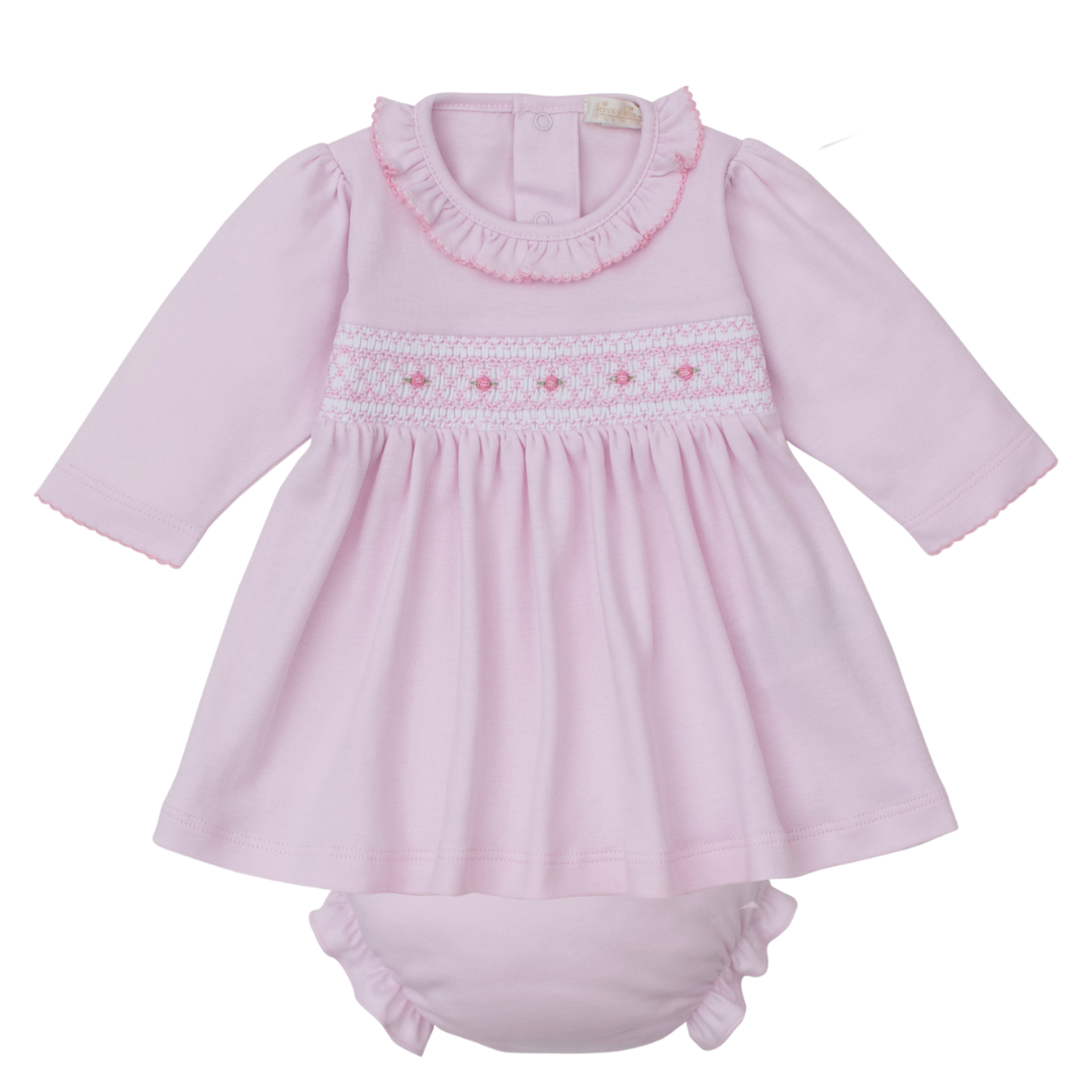 Kissy Kissy Pink Dress Set with CLB Diamond Rosette Hand Smocking