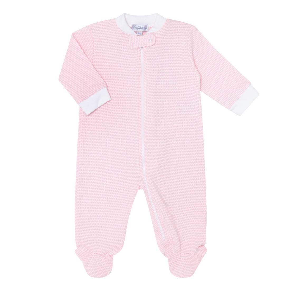 Nella Pima Pink Bubble Zipper Footie
