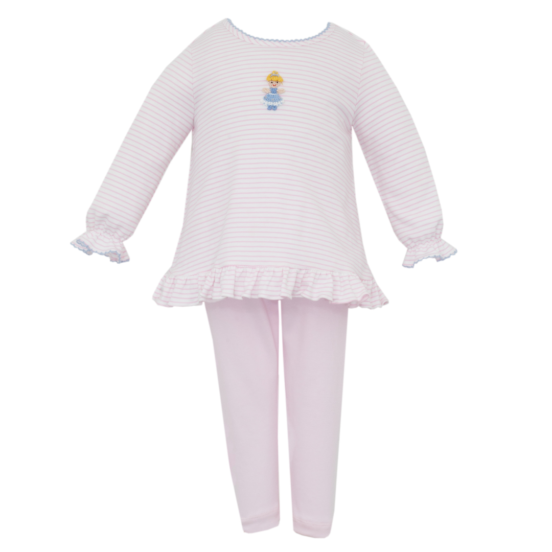 Petit Bebe Cinderella Pink Stripe Knit Tunic Set
