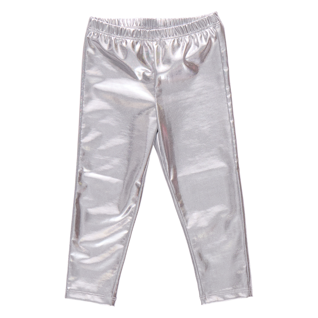Pink Chicken Lamé Legging, Silver