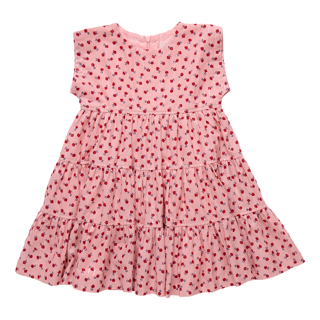 Pink Chicken Peachy Dress, Pink Tiny Roses