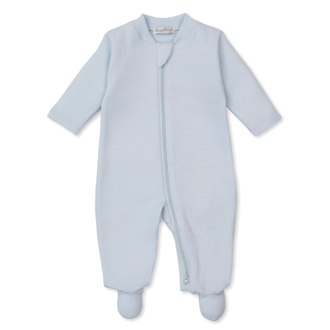 Kissy Kissy Sweet Homecoming Jacquard Footie, Light Blue