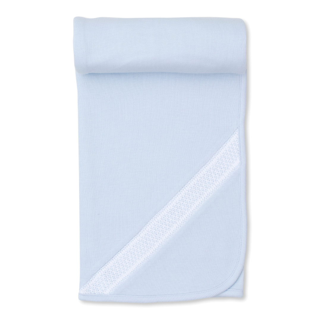 Kissy Kissy CLB Punto Ingles Blanket with Hand Smocking, Light Blue