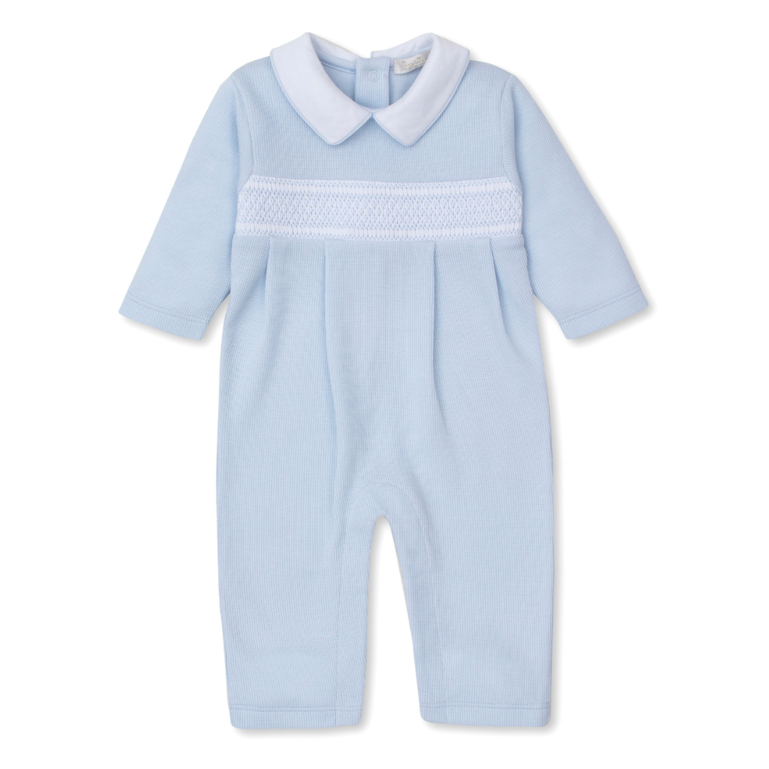 Kissy Kissy CLB Punto Ingles Playsuit with Hand Smocking, Light Blue