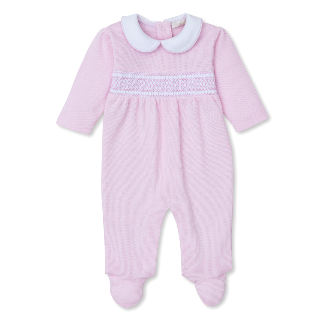 Kissy Kissy CLB Punto Ingles Footie with Hand Smocking, Pink