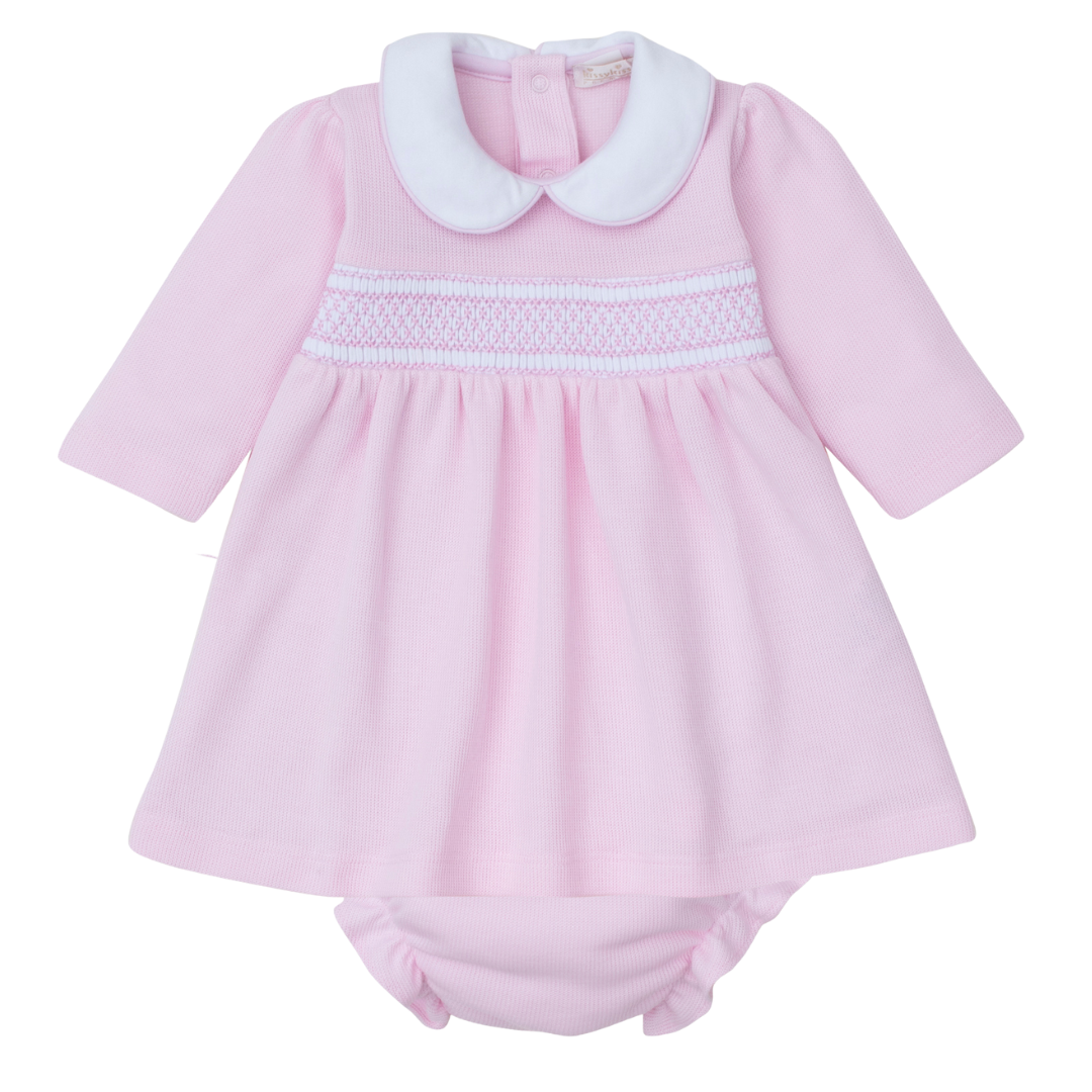 Kissy Kissy CLB Punto Ingles Dress Set with Hand Smocking, Pink