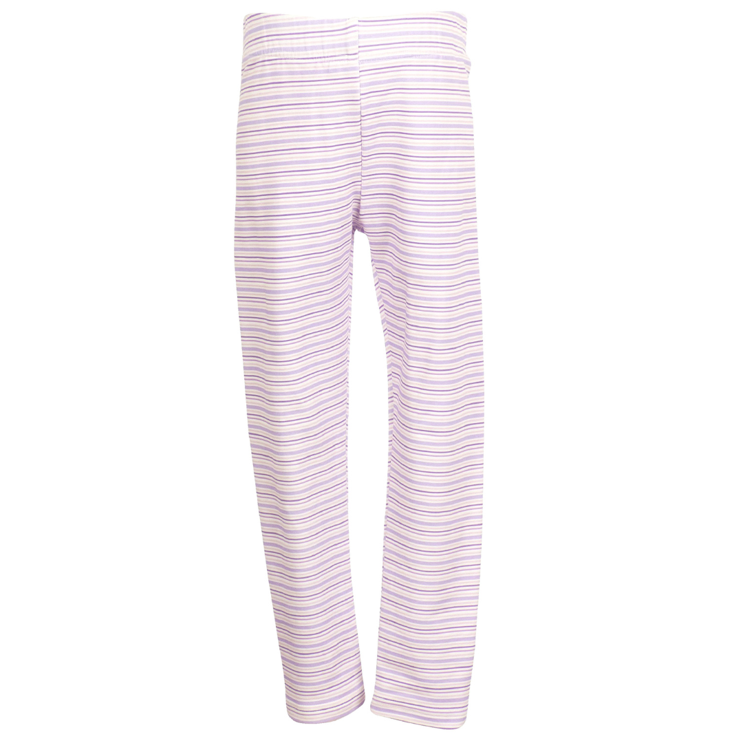 Yellow Lamb Leggings, Purple Stripes