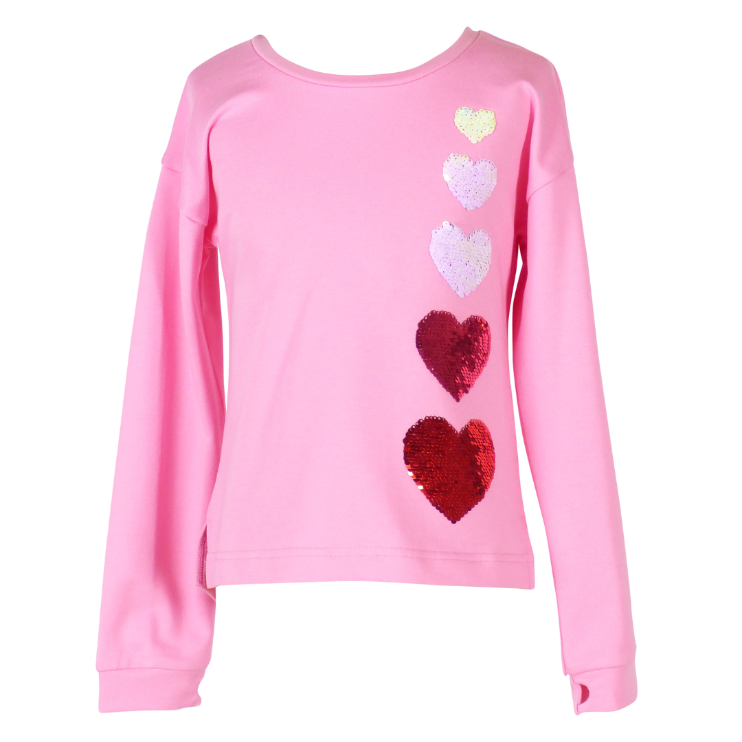 Yellow Lamb Tabby Top, Pink with Ombre Hearts