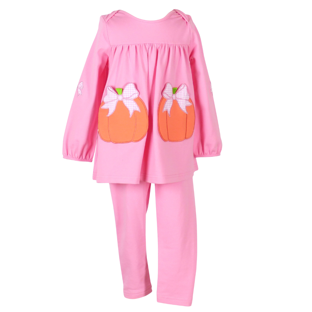 Yellow Lamb Tabby Tunic and Leggings, Pumpkins