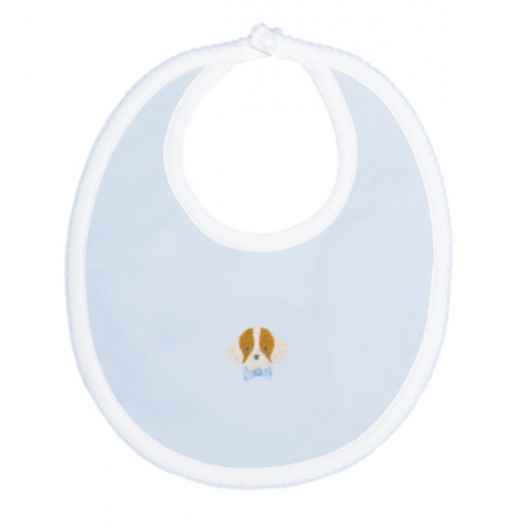 Milly Marie Spotted Boy Puppy Pima Baby Bib
