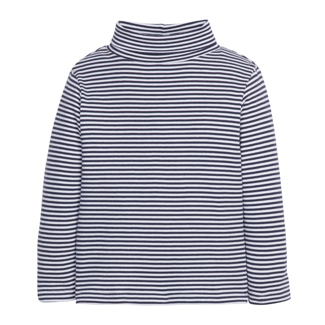 Little English Striped Turtleneck, Navy