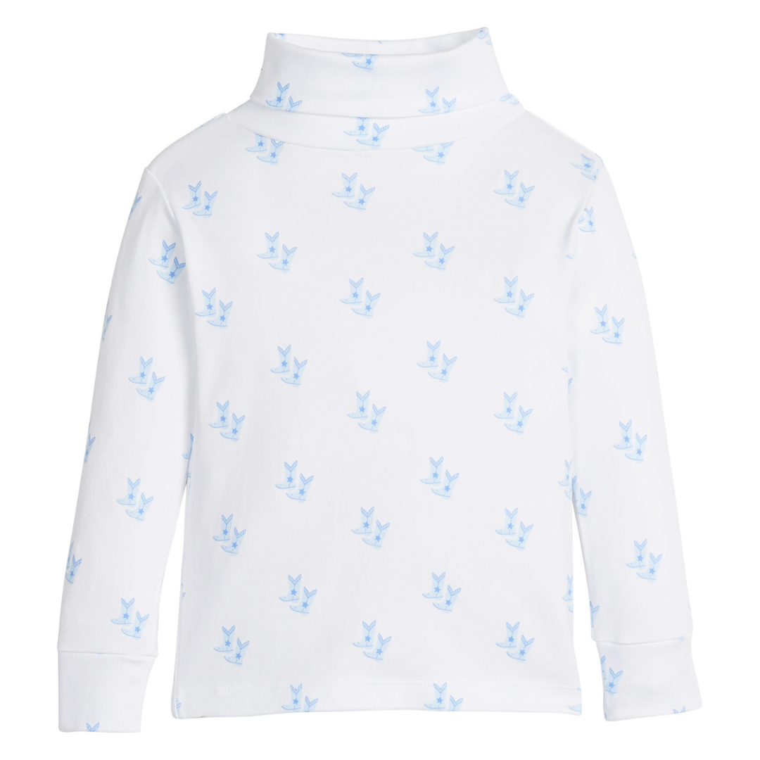 Little English Printed Turtleneck, Blue Cowboy Boots