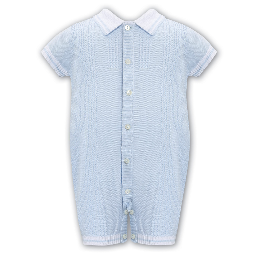 Sarah Louise Blue Knit Romper