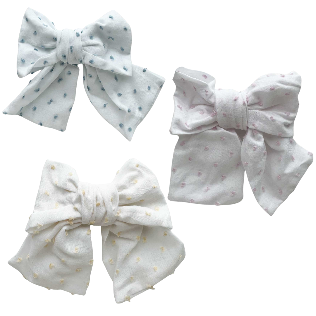 Eva's House Duo Swiss Dot Cotton Sailor Bow