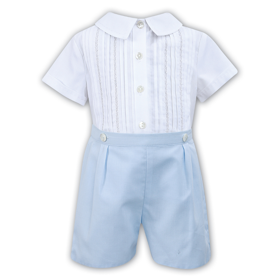 Sarah Louise White & Blue Button On