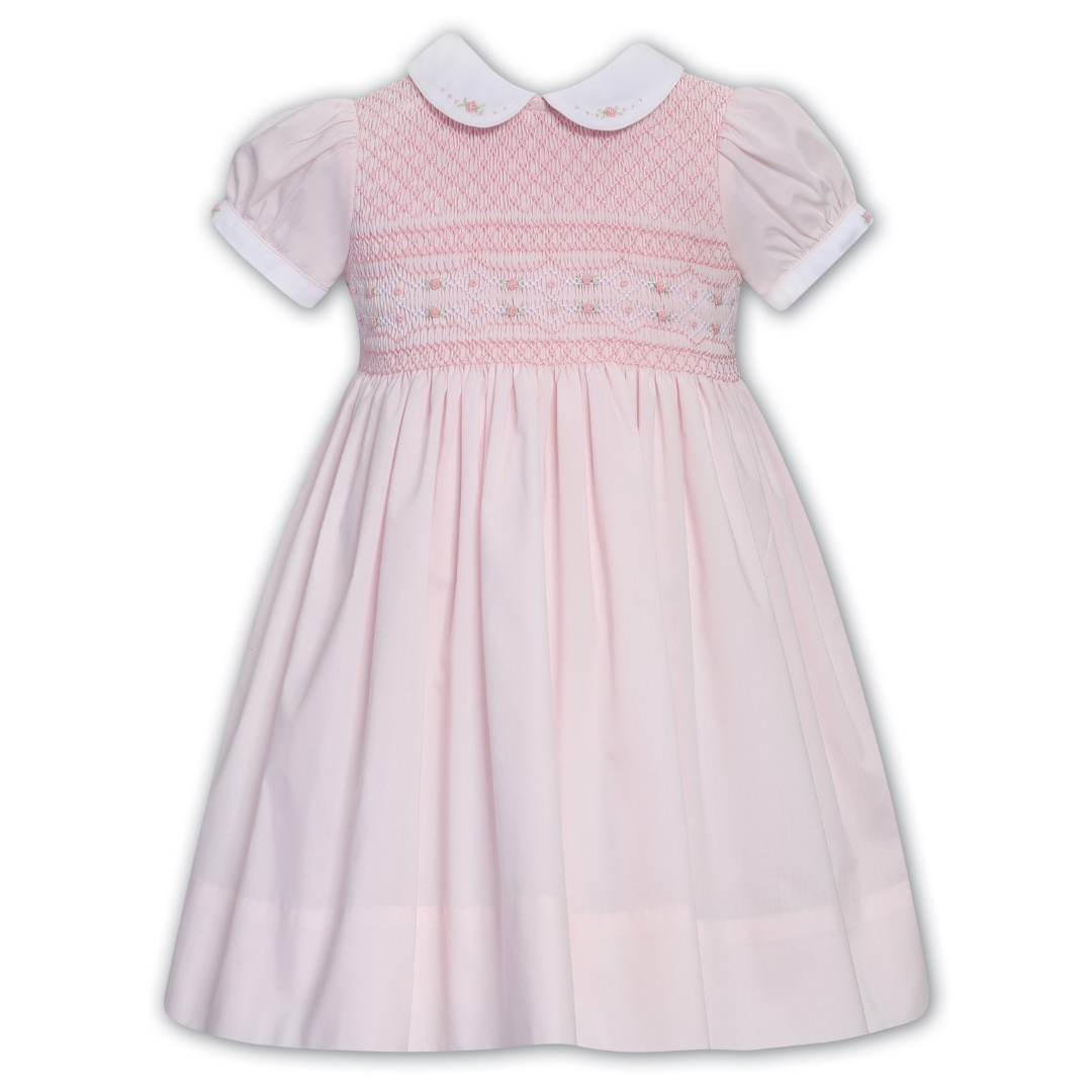 Sarah Louise Pink Full Smocking Embroidered Dress