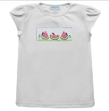 Vive La Fete Watermelon Smocked White Tulip Sleeve Top