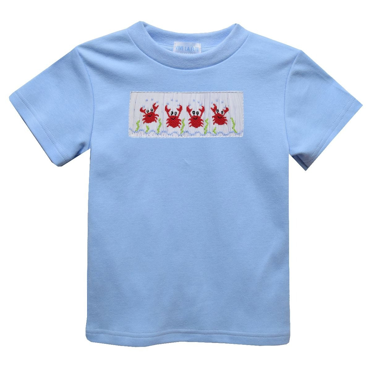Vive La Fete Crabs Smocked Light Blue Tee