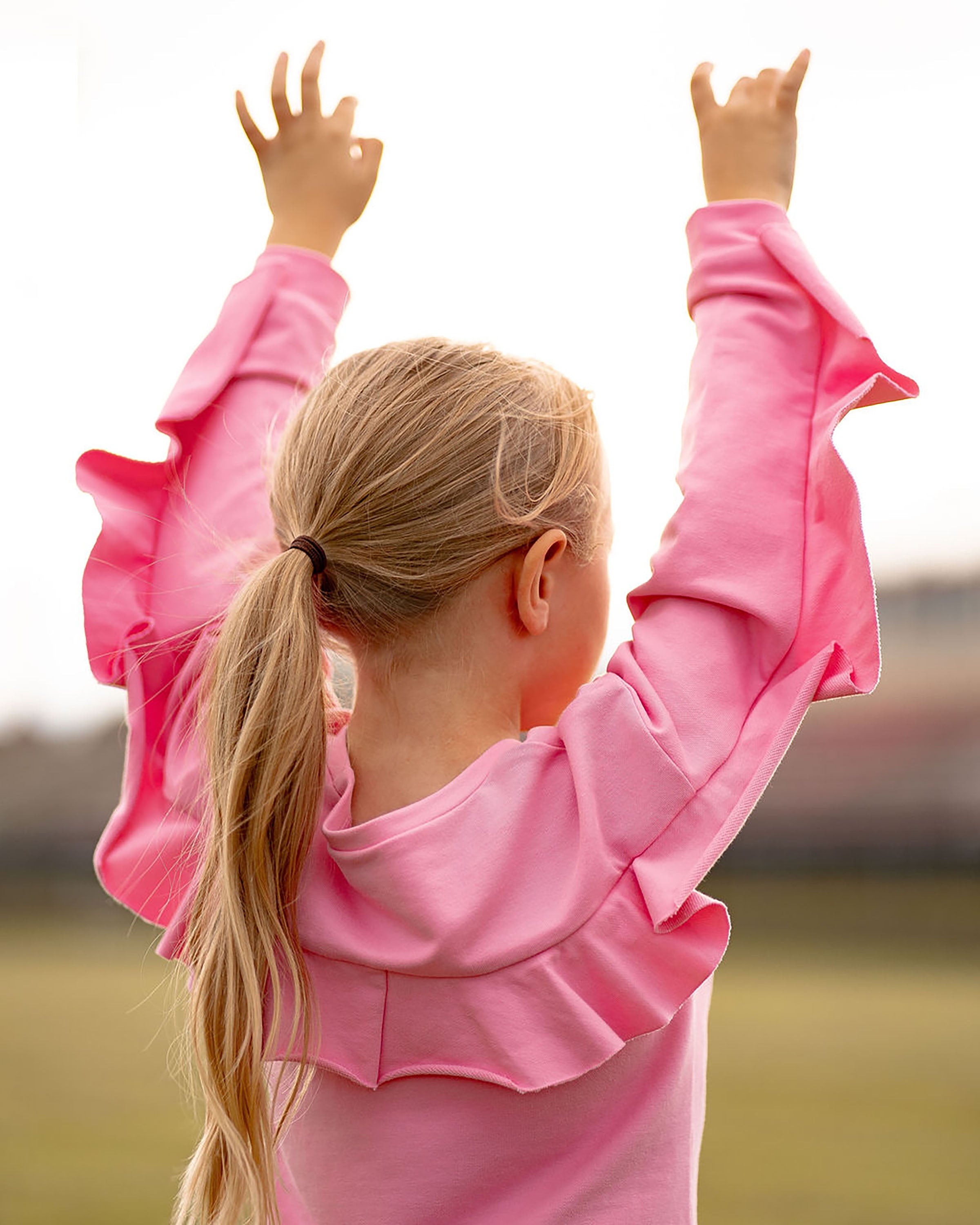 Yellow Lamb Tabby Top, Pink with Ombre Hearts