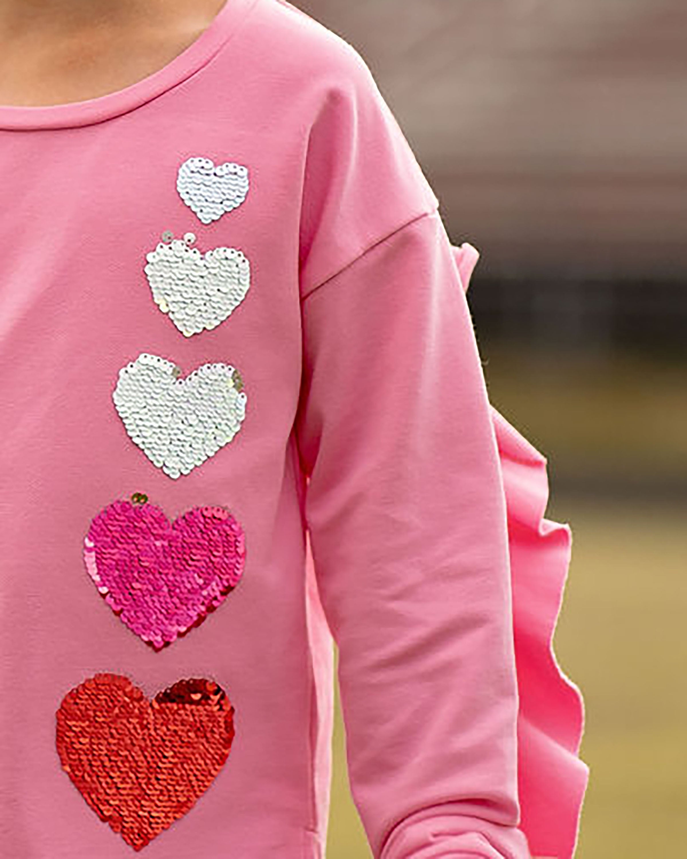 Yellow Lamb Tabby Top, Pink with Ombre Hearts